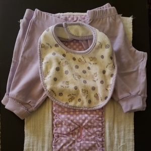 Infant pants,bib, and burping towel